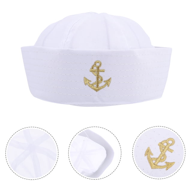 Houderco 1Ud White Sailor Hat Uniform Performing Costume Accessory