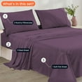 thumbnail image 3 of CCNY 600 TC Egyptian Cotton Bed Sheets, Luxurious Soft for Hotel Quality 4Pc Sheet Set - 1 Fitted Sheet, 1 Flat Sheet & 2 Pillowcases 24 Inch Deep Pocket (Short King-Plum Solid), 3 of 8