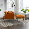 thumbnail image 4 of 36.61'' Wide Modern Accent Chair With 3 Positions Adjustable Backrest,Single Recliner Armchair With Ottoman and Gold Legs,Tufted Chaise Lounge Chair for Living Room,Bedroom,Orange, 4 of 8