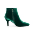 thumbnail image 3 of BLISSFUL STEP Women's Velvet Pointed Toe Stiletto Heel Ankle Boots Green 8, 3 of 7