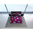 thumbnail image 4 of Colorido lindo gato ropa de cama violeta, ropa de cama infantil, niños juego de funda nórdica, regalo, 4 of 4