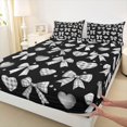 thumbnail image 4 of Erosebridal Girls Grey Plaid Bow Queen Sheet Sets 4 Pieces,Love Heart Print Bed Set for Kids Teens,Microfiber Bedroom Decor, 4 of 5