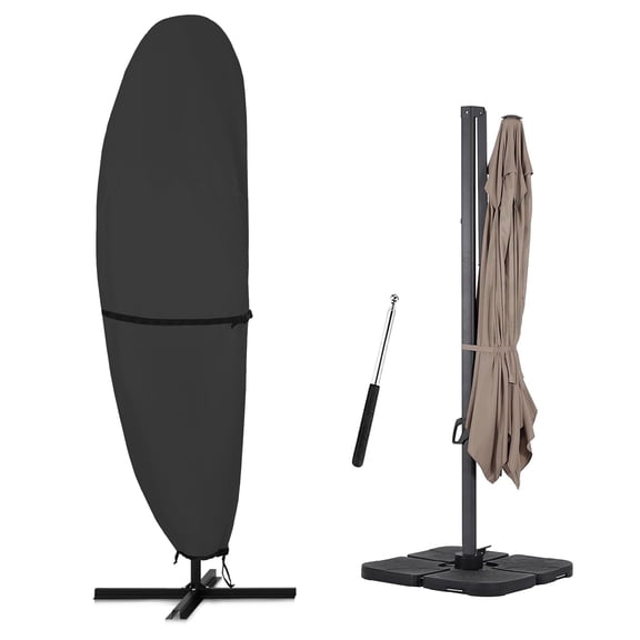 LCOGD 420D Waterproof Patio Umbrella Cover 8'-12', Outdoor Dustproof Universal Umbrella Cover with Support Rods