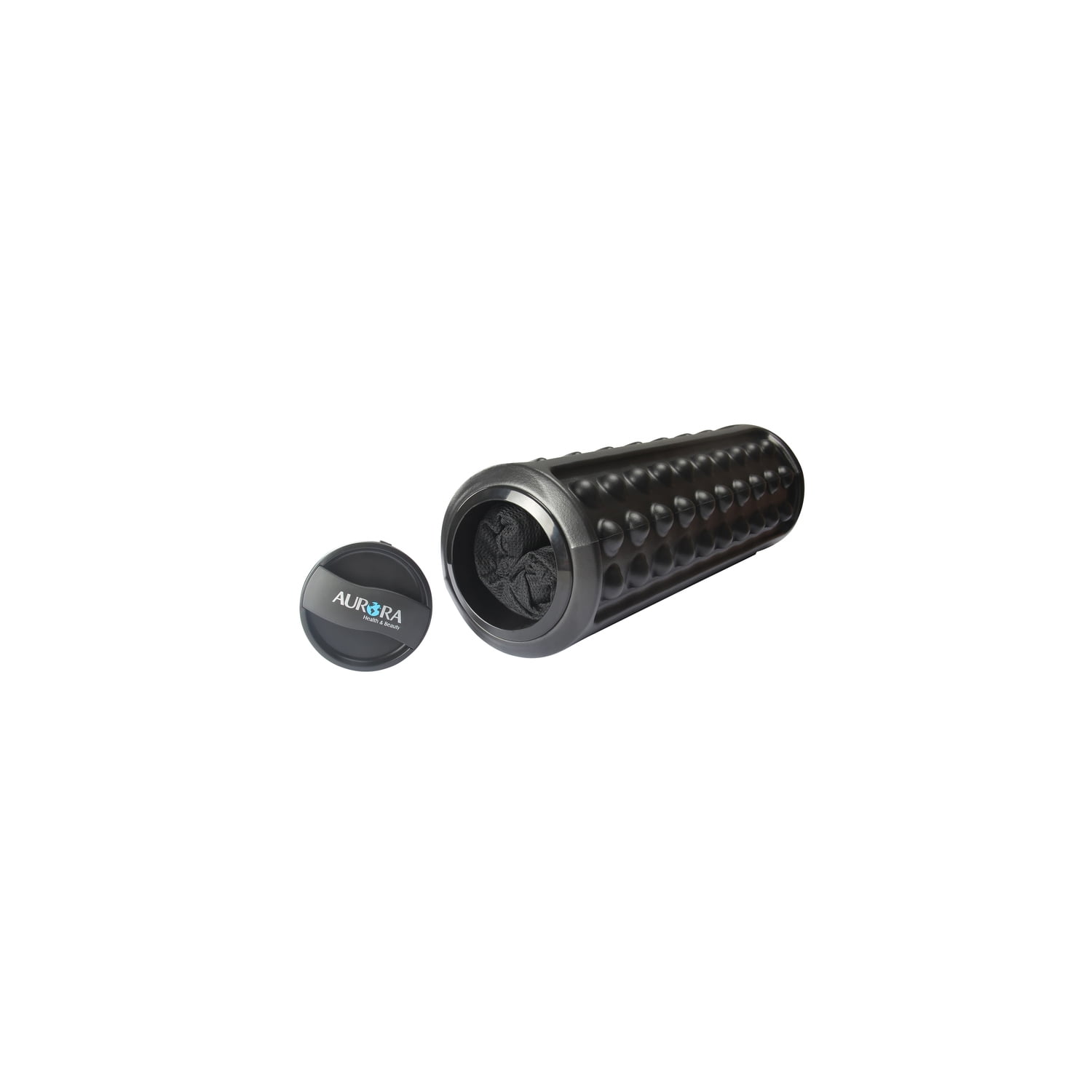 Vibrating Foam Roller - Black Muscle Recovery Roller with Vibration & Storage - 19.5" Tri-Texture Massage Tool