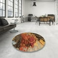 thumbnail image 3 of Ahgly Company Indoor Round Abstract Saffron Red Abstract Area Rugs, 3' Round, 3 of 6