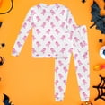 thumbnail image 2 of FINALGANG Kids Boys Girls Crew Neck Long Sleeve Halloween Cartoon Print Fitted Top Elastic Waist Stretch Jogger Pants Halloween Soft Homewear Two Piece Set 2-3 Years, 2 of 5
