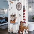 thumbnail image 3 of Ocean Lighthouse Seagull Shower Curtains for Bathroom, Vintage Nautical Sailboat Compass Shell Anchor Washable Fabric Shower Curtain with Hooks Waterproof Bathroom Decor Sets, 66 x 72 Inches, 3 of 9