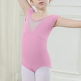 thumbnail image 2 of Fancifize Girls Short Sleeve Dance Leotard High Elastic Training Costume Breathable for Ballet Gymnastics Summer Practice Ages 5-18, 2 of 6