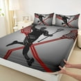 thumbnail image 3 of Homewish Kids Sport Game Full Size Sheets,Lacrosse Lover Bed Sheets,Gray Black Red Sheet Sets For Boys Teens,Microfiber Bedroom Decor,4-Piece, 3 of 7