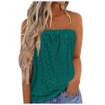 thumbnail image 2 of Otntypg Women's Crochet Tube Tops Cute Summer Solid Color Bandeau Tank Casual Strapless Blouse Off The Shoulder Tunic Shirts Navy#02 L, 2 of 6