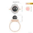 thumbnail image 5 of ANGARA Tahitian Cultured Pearl & Graduated Diamond Halo Ring in 14K Rose Gold for Women | June Birthstone, Birthday, Anniversary, Jewelry Gift for Women | Pearl Ring, 5 of 8