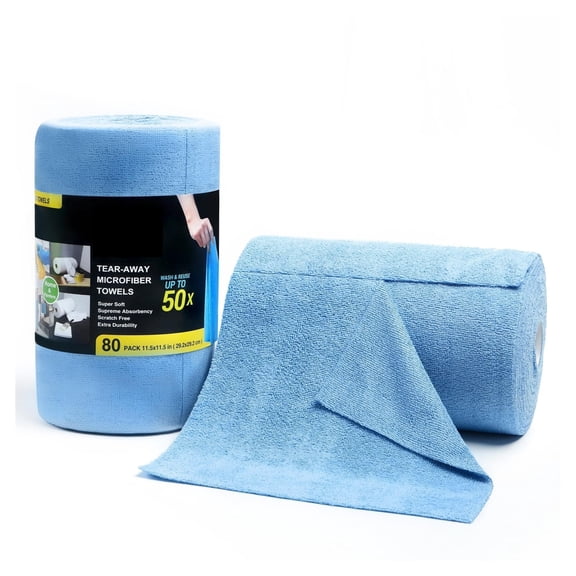 GUANGHUI Tear Away Car Wash Multi-Purpose Microfiber Towel Roll, 50 Pack