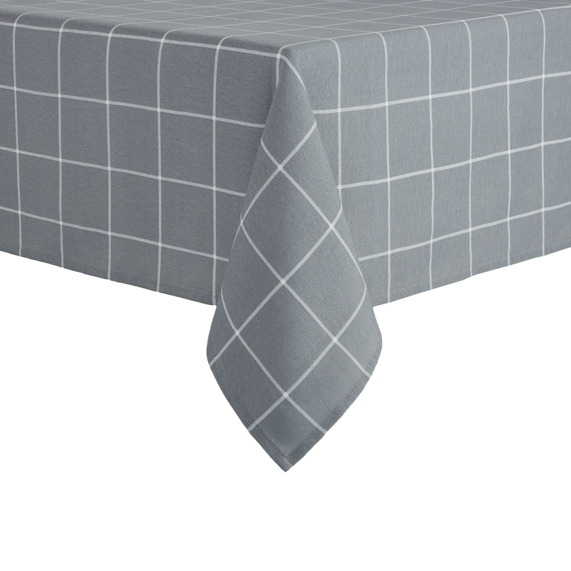 (2 pack) Mainstays Windowpane Fabric Tablecloth, Grey, 60"W x 102"L Rectangle
