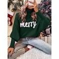thumbnail image 3 of Womens Christmas Sweaters Long Sleeve Turtleneck Merry Letter Embroidery Chunky Knit Sweatshirt Casual Loose Pullover Jumper Tops, 3 of 5