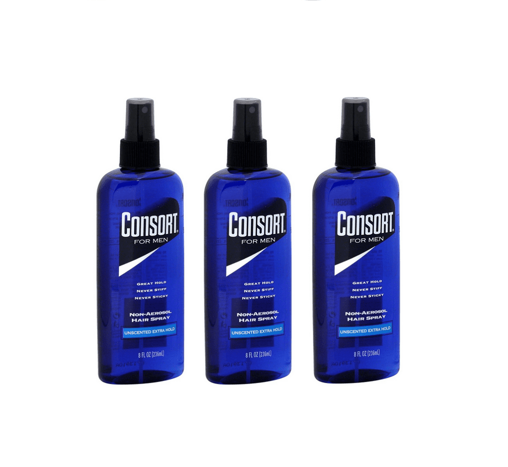 3 Packs Consort for Men Hair Spray Non-Aerosol Unscented Extra Hold 8 ...