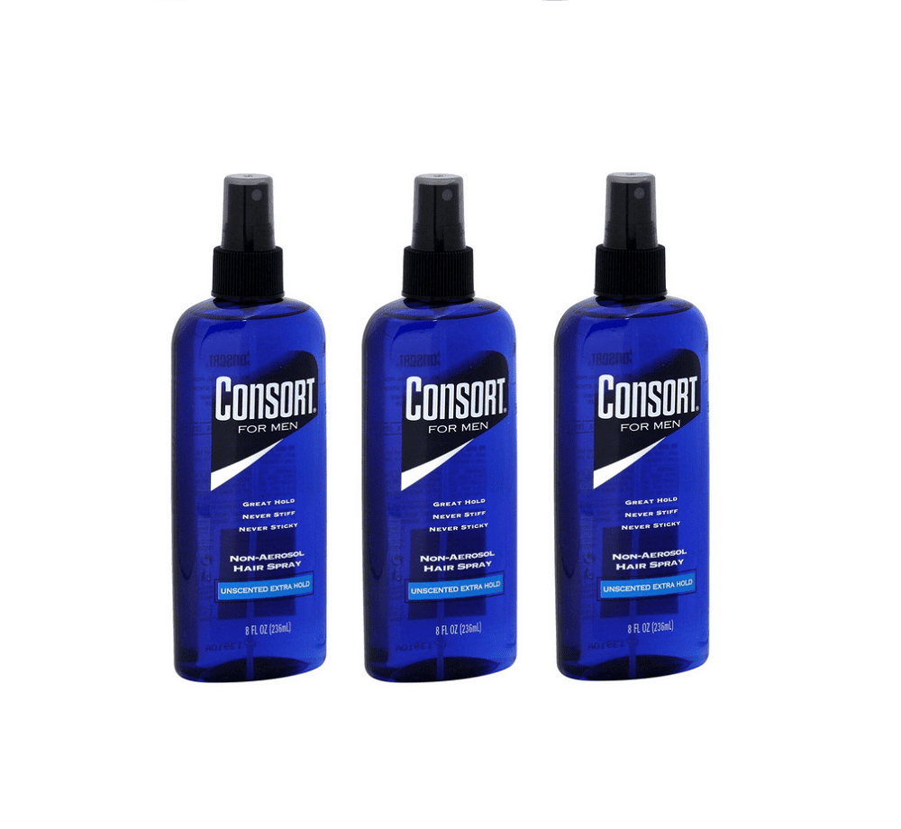 3 Packs Consort for Men Hair Spray NonAerosol Unscented Extra Hold 8