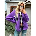 thumbnail image 5 of Yidarton Fleece Plaid Stitching Jacket Winter New  Coat Casual Style Women's Jacket Purple L Size, 5 of 8