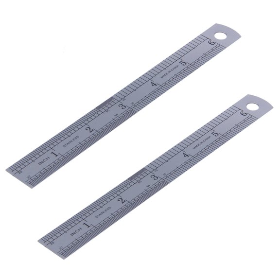 2X Stainless Metal Ruler Measuring Tool 15cm 6 Inch,2 x Straight Ruler