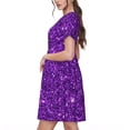 thumbnail image 2 of Disketp Purple Glitter para Vestido de Manga Corta para Mujeres, Vestidos de Verano para Mujeres, Casual y Holgado para la Playa, 2 of 6
