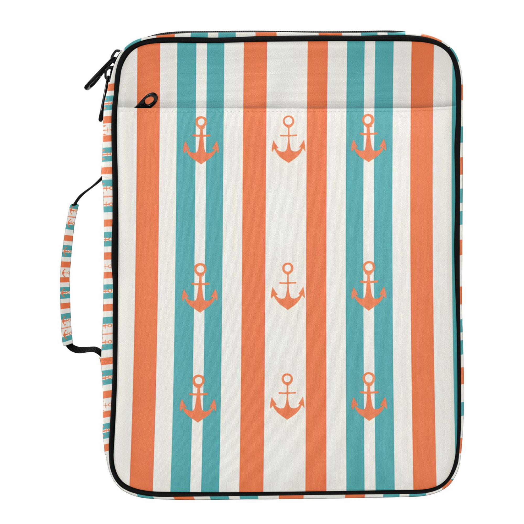 FORMRS Accordion File Folder A4 Size 7-Pocket Expanding Document Organizer Bag with 3 Ring Binder, Simple Nautical Pattern