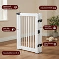 thumbnail image 2 of Pefilos 30" Tall 4-Panel Freestanding Pet Gate for Stairs, Folding Wood Dog Fence, White, 2 of 8