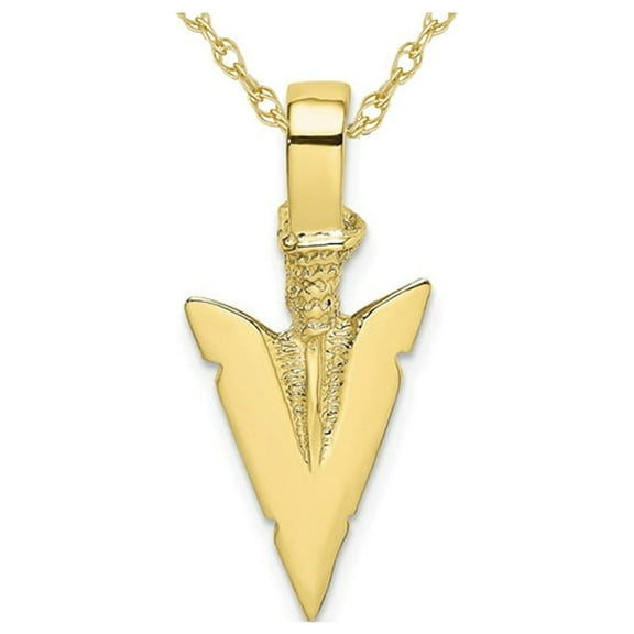 Gem & Harmony 10K Yellow Gold Arrowhead Charm Pendant Necklace with Chain for Men