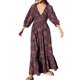 thumbnail image 2 of Vestido de manga abullonada para mujer, estilo bohemio, cuello en V profundo, ajuste holgado, traje de vacaciones plisado, 2 of 7