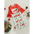 thumbnail image 3 of Bagilaanoe 2Pcs Toddler Baby Girl Christmas Outfits Truck Print Long Sleeve T-Shirt Tops + Flare Trousers 6M 12M 18M 24M 3T 4T Kids Fall Long Pants Set, 3 of 9