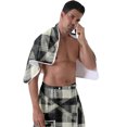 thumbnail image 4 of Colevkie 2 Pieces Bath Wrap Set Shower Skirt & Bath Towel for Men Soft Adjustable Polyester Beach Towel Spa Towel Quick Drying Portable Printed Black White Checkered Pattern, 4 of 7