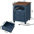 thumbnail image 5 of 18" Farmhouse Night Stand Set 2 with Charger Station, Blue 2 & 3 Drawers Wood Nightstand, Bedside End Table with Storage and Roman Column, Bed Side Tables Cabinet for Bedroom, Living Room, and Closet, 5 of 9