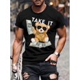 thumbnail image 1 of Men'S Casual Crew Neck T-Shirt with 3D Money Bear Print, 100% Cotton Knit Fabric with Slight Stretch, Regular Fit Short Sleeve Tee, Casual Sporty Tee, Summer Gifts, 1 of 6