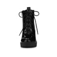 thumbnail image 6 of BLISSFUL STEP Women's Platform Lace Up Block Heel Ankle Combat Boot Black 7, 6 of 7