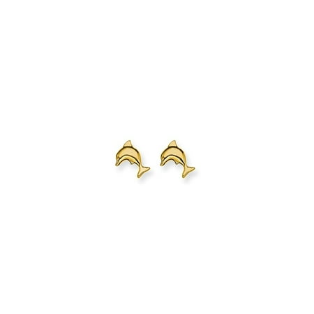 Yellow Gold Dolphin Animal - 14kt Yellow Gold 7mm Dolphin Post Stud Earrings Tool Ear Piercing Supply Animal Sea Life Fine Jewelry Ideal Gifts For Women Gift Set From Heart
