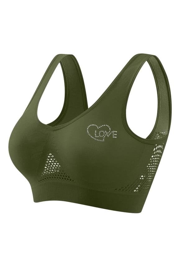 Push Up Bras for Women Plus Size Bralette Women Seamless Sports Bra Wirefree Yoga Bra with Removable Pads Army Green L