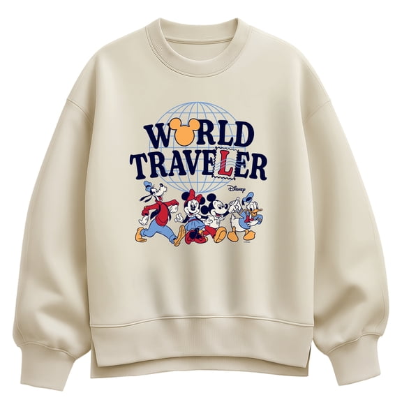 Disney - World Traveler - Women's Oversized Fleece Crew Sweatshirt