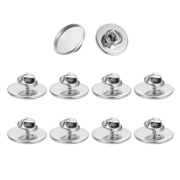 Uxcell 50 Pcs Stainless Steel Brooch Tray, 20mm Round Blank Pins with Butterfly Pin Backs Setting Tray for DIY Jewelry Craft Lapel Making Supplies, Silver