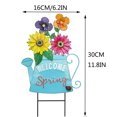 thumbnail image 3 of Metal Welcome Spring Flowerpot Shape Garden Stake Decorative Yard Sign Spring Decor Ornaments Outdoor Decoration, 3 of 5