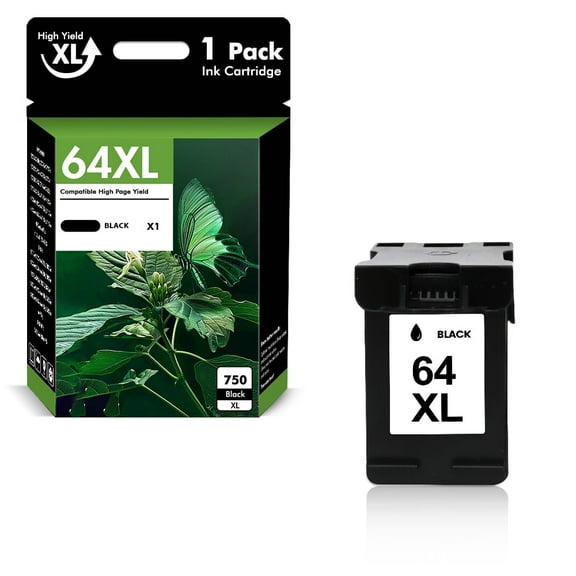 64 64XL Ink Cartridges Compatible for HP 64XL 64 HP64 1 Pack Black Ink for Envy Photo 7855 7858 7155 7120 7800 6255 6252 7158 7164