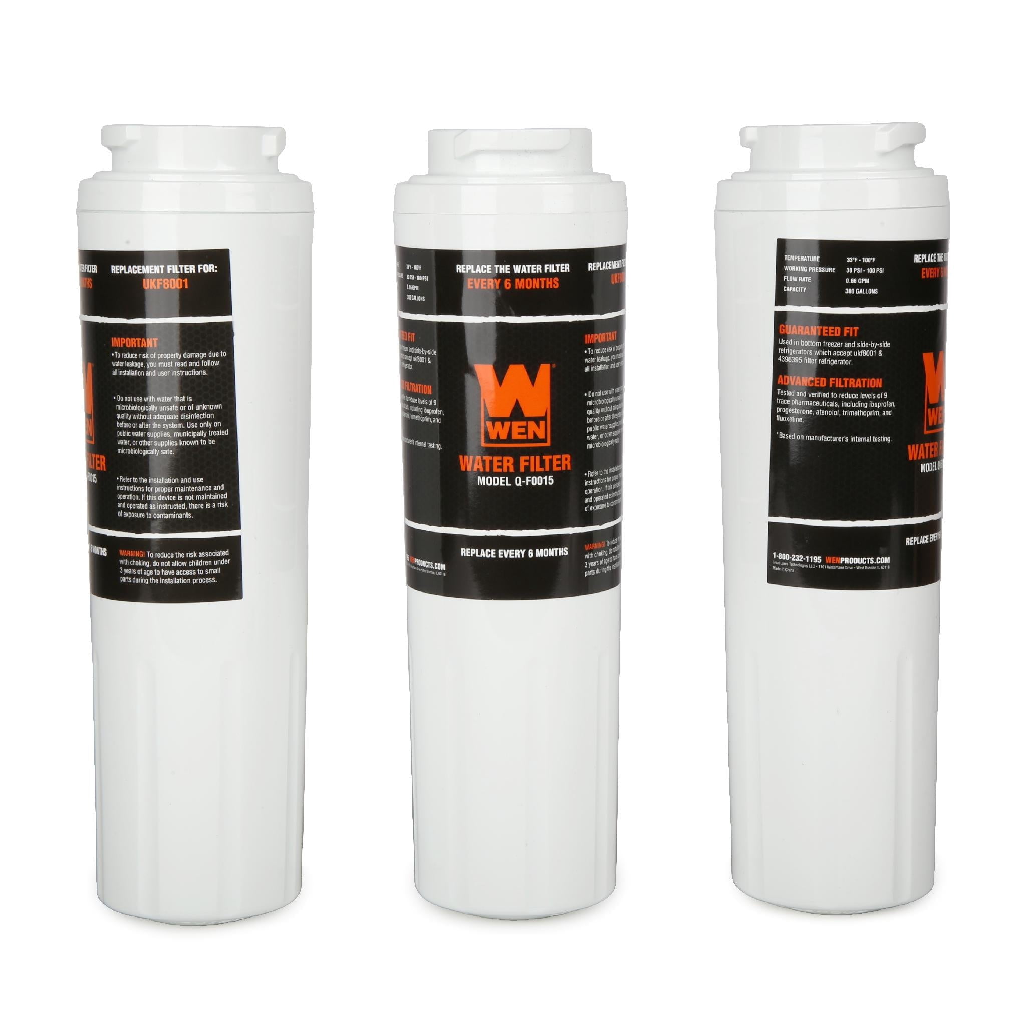 WEN Replacement Refrigerator Water Filter, 3 Pack (OEM part number UKF8001, 469006)