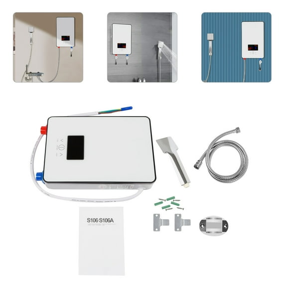 Tankless Water Heater Electric, 4500W Electric Water Heater with LED Display, 110V On Demand Instant Hot Water Heater with Self-modulating, for Shower Kitchen Bathroom
