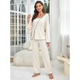 thumbnail image 5 of ebukurty Pajamas for Women Sets 2 Piece Beige Long Sleeve Cotton Soft Sleepwear Set, Sizes S/L-XL, 5 of 7