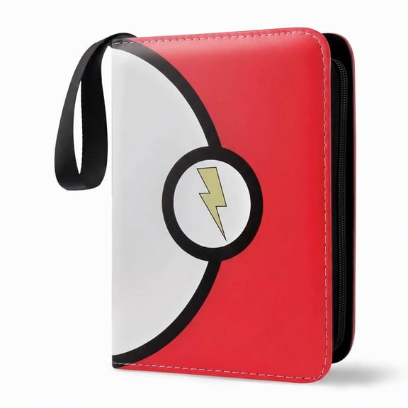 4-Pocket Card Binder, 400-Card Trading Card Holder with 50 Removable Sleeves, Large-Capacity Waterproof Zipper Album for Collectors, Portable Game Card & Credit Card Organizer Book - Red