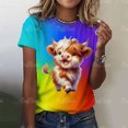 thumbnail image 3 of Camisetas de manga corta con estampado de vaca lechera en blanco y negro 3D para mujer, camisetas de animales bonitos, Tops de verano, nueva tendencia, ropa femenina, 3 of 5