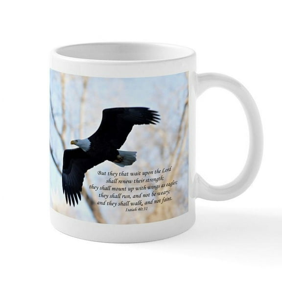 CafePress - Isaiah 40:31 Eagle Soaring Mug - 11 oz Ceramic Mug - Novelty Coffee Tea Cup