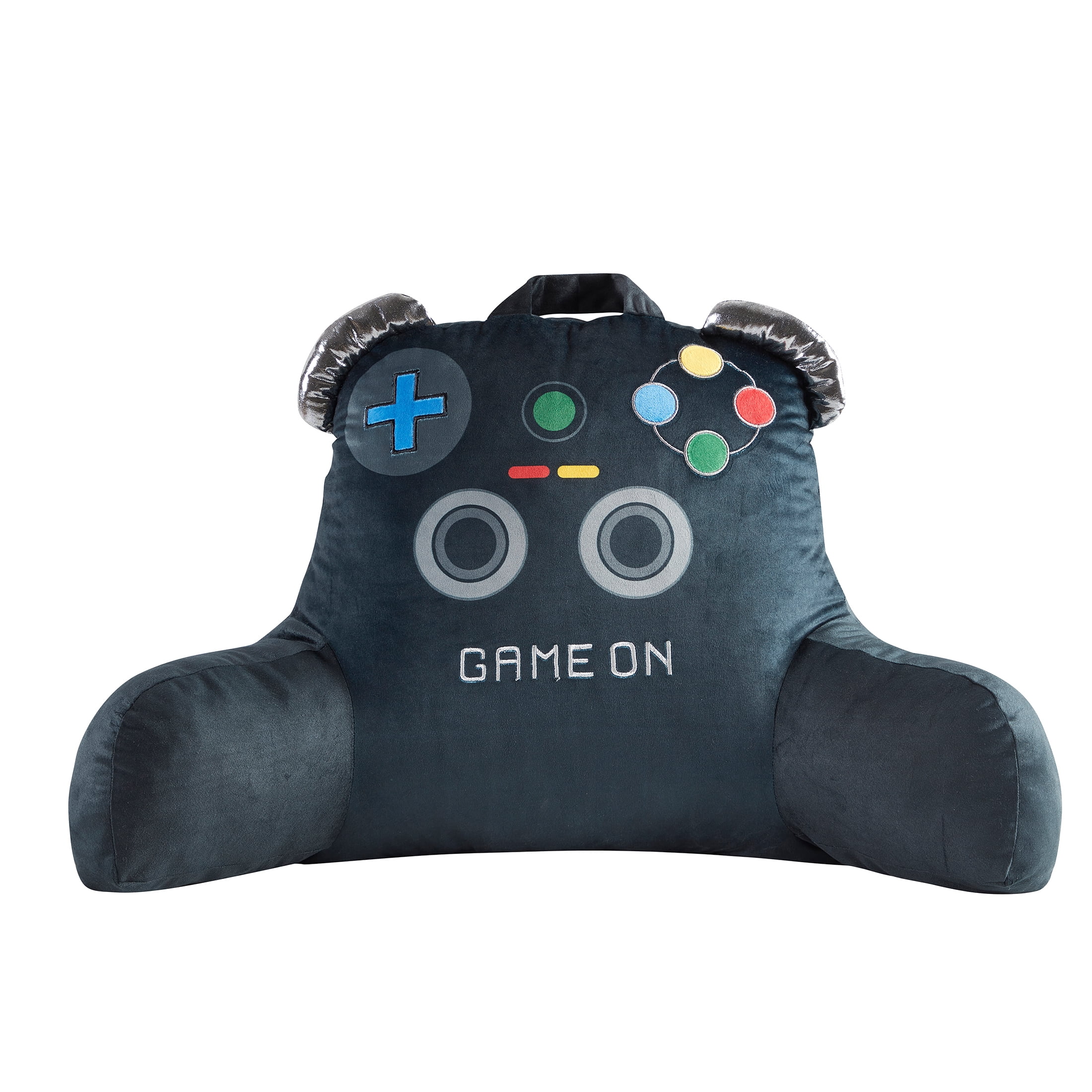 (2 pack) Your Zone Backrest Lounger Pillow, Black Gamer, 21.25 in x 21 in