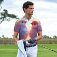 thumbnail image 3 of Rateoe Heart Sky Bird Couple Pattern Men's Short Sleeve Polo Shirts, Golf Polo Shirts Short Sleeve Performance Moisture Wicking Dry-Small, 3 of 6