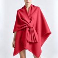 thumbnail image 5 of Fewfanhot Self Tie Fringe Wool Blend Poncho Cape, Open Front Warm Wrap Shawl Coat for Women Fall Winter, 5 of 7