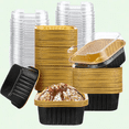 thumbnail image 1 of 100 vasos de postre con tapa, moldes para cupcakes de 140 g, moldes desechables de aluminio para hornear, recipientes cuadrados individuales para cupcakes, moldes para flan para hornear para fiestas,, 1 of 5