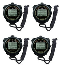 4X Digital Sports Stopwatch, 10Lap /Split Memory Stopwatch Count Down Timer, Large Display Waterproof 12/24 Hour Clock