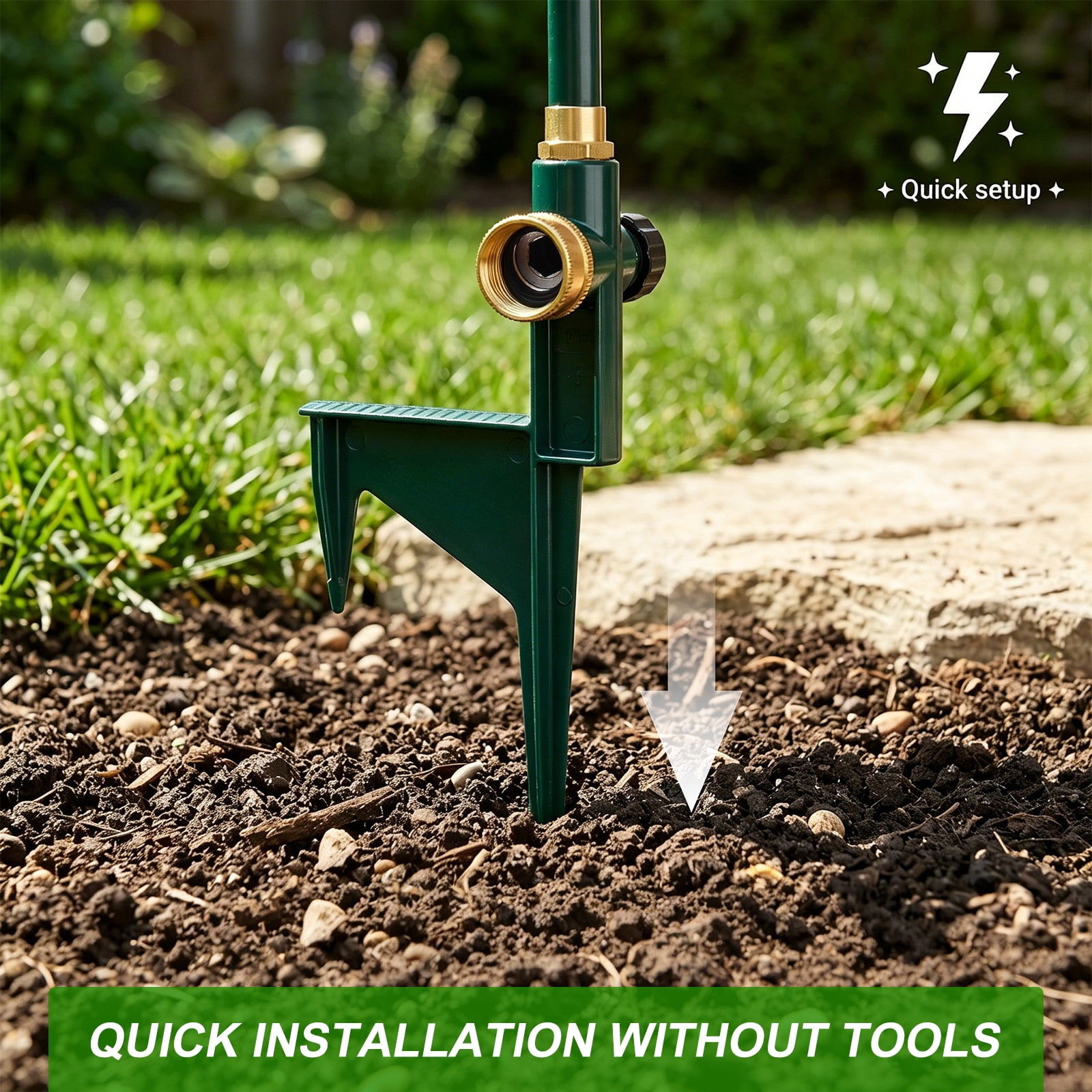3 Arm Garden Sprinkler 360 Degree Rotation Water Sprinkler Aluminum Alloy Lawn Sprinkler with Adjustable Telescoping Rod and Spike Base Irrigation Tool for Large Area Yard Lawn Garden